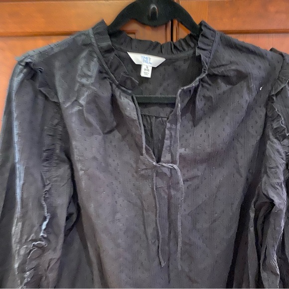 Time and Tru Mixed Print Ruffle Top With Long Sleeves, S - Picture 5 of 7